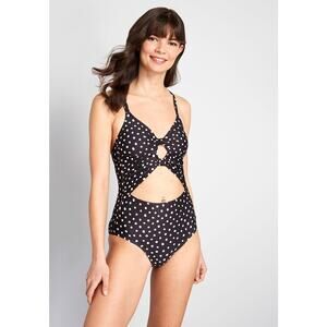 ModCloth Sophia Polka Dot Cut Out Onepiece Swim